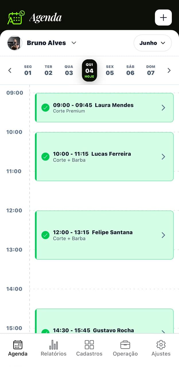 Agenda do app Agendesk em um celular